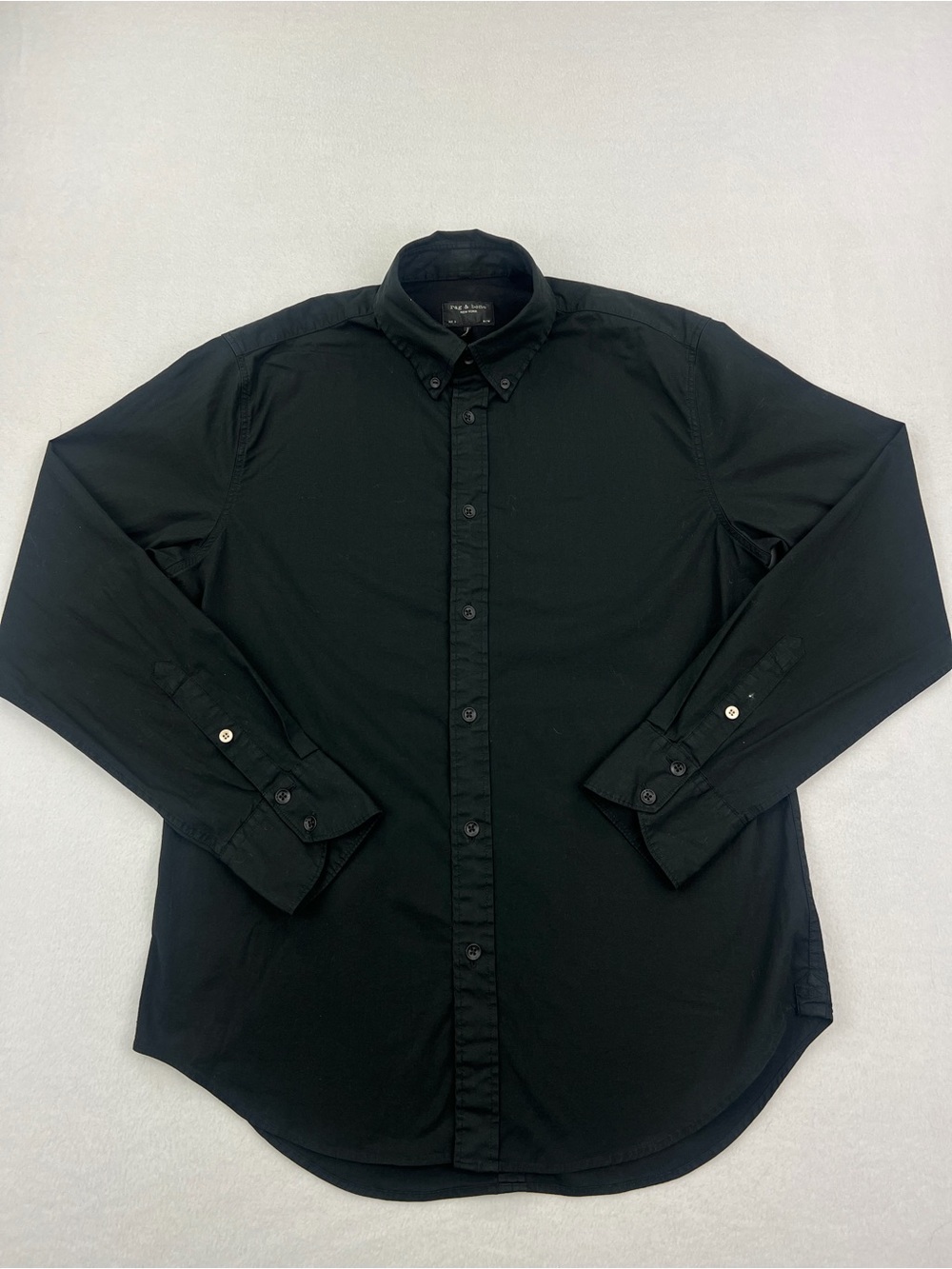 Rag & Bone Mens Fit 2 Black Cotton Button Down Shirt Long Sleeve Stretch Sz M